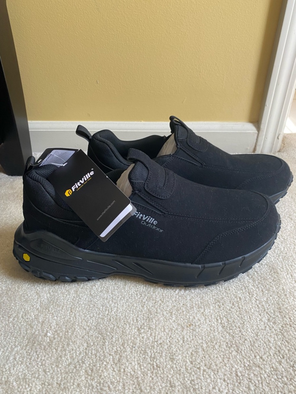 FitVille Men's Trekking Trails Sneakers Slip on Sz 14 Wide Hiking Shoes Outdoor